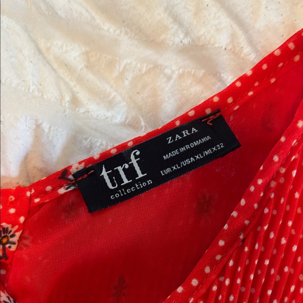 Zara Red Floral Peplum Blouse - Picture 2 of 7